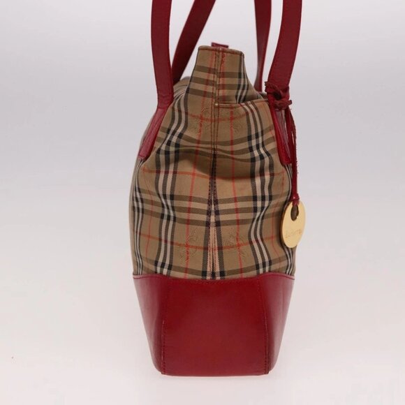 Burberrys Nova Check Tote Bag Canvas Beige Red Auth 78424 - Picture 6 of 16
